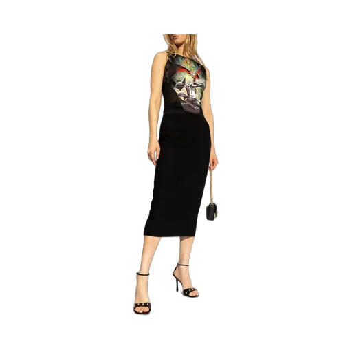 Logo-Waistband Crepe Midi Skirt