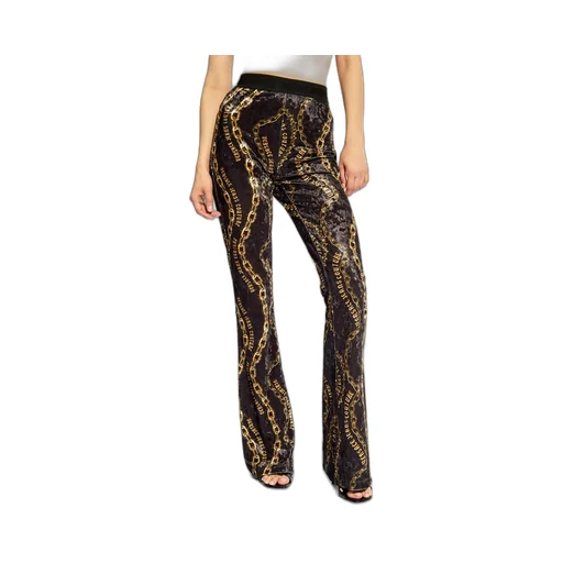 Chain-Printed Flared Velvet Trousers