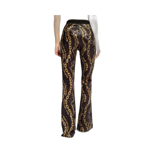 Chain-Printed Flared Velvet Trousers