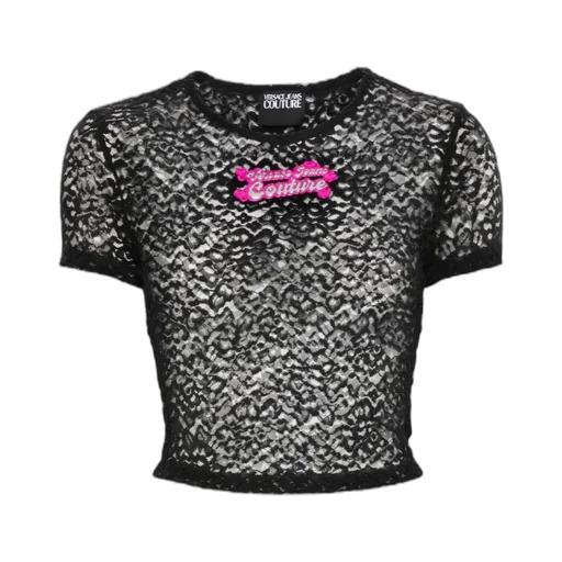 Appliqué-Logo Floral-Lace T-Shirt