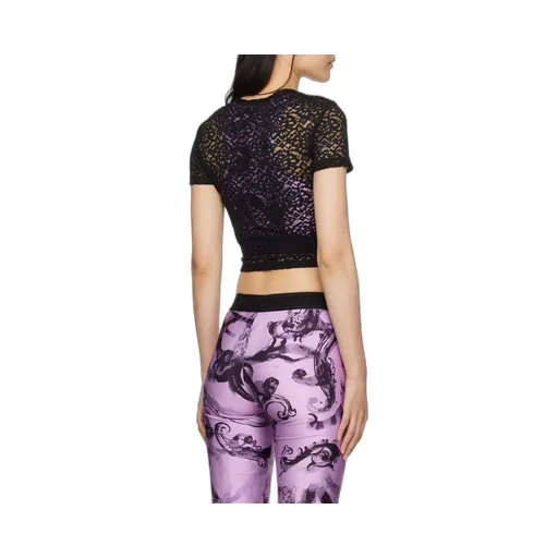 Appliqué-Logo Floral-Lace T-Shirt