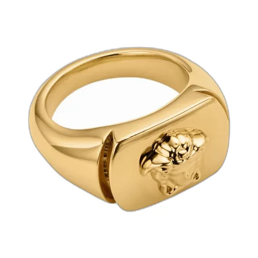 Medusa-Embossed Logo-Engraved Signet Ring