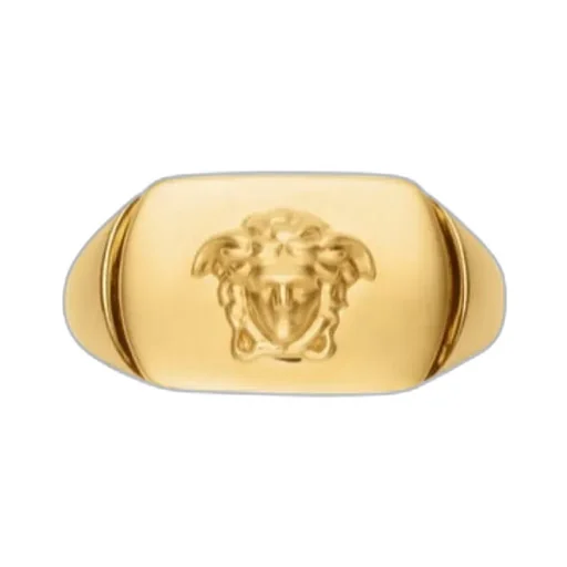 Medusa-Embossed Logo-Engraved Signet Ring