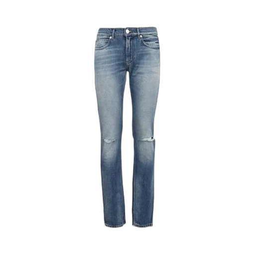 Logo-Patch Distressed Denim Jeans