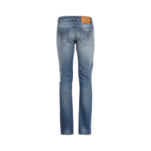 Logo-Patch Distressed Denim Jeans