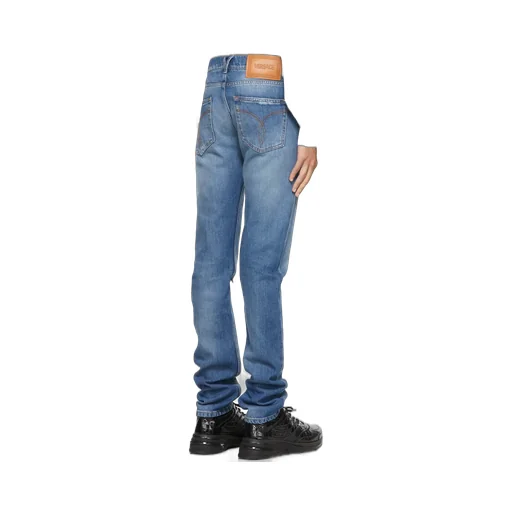 Logo-Patch Distressed Denim Jeans