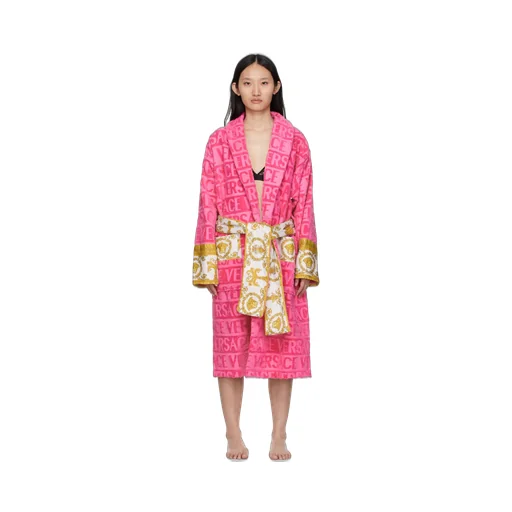 Barocco Detailed Belted-Waist Bathrobe