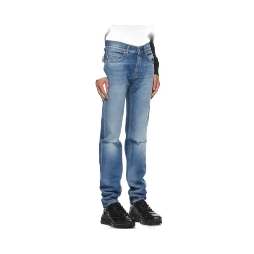 Logo-Patch Distressed Denim Jeans