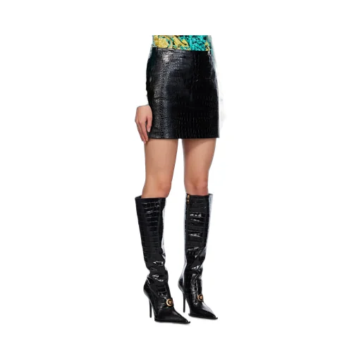 Embossed-Effect High-Waist Mini Skirt