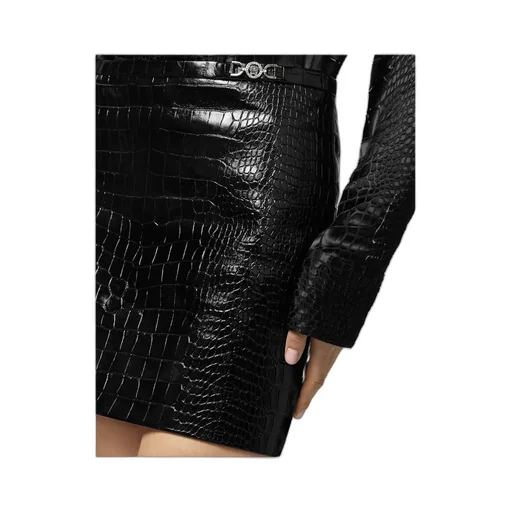 Embossed-Effect High-Waist Mini Skirt