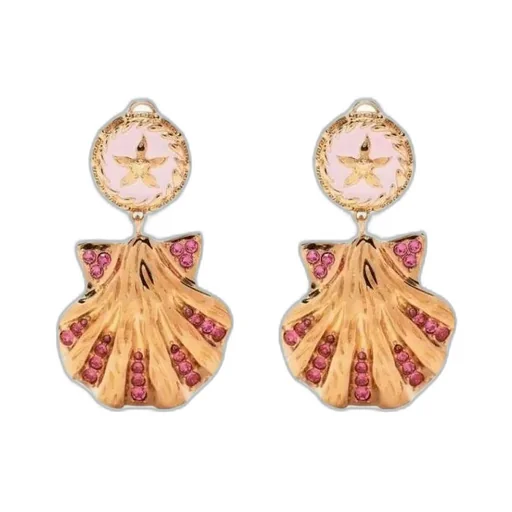 Crystal-Embellished Shell Earrings