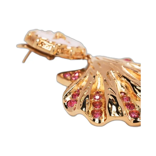 Crystal-Embellished Shell Earrings
