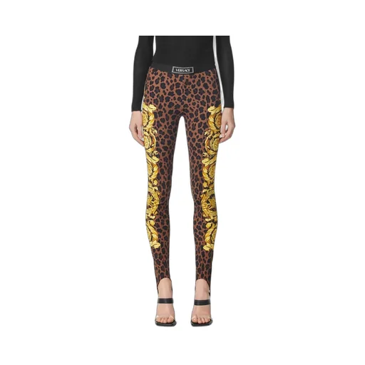 Barocco-Printed Elasticated Straps Leggings