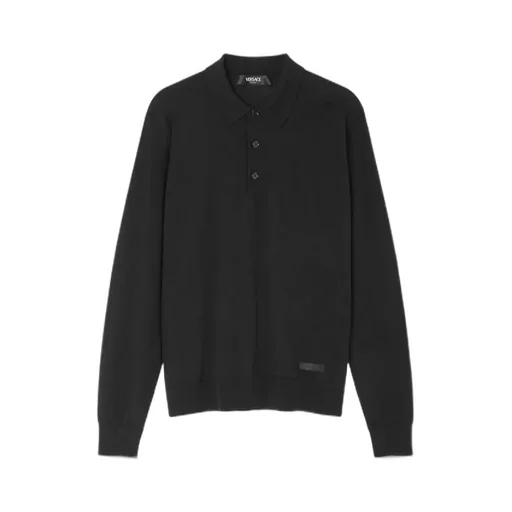 Long-Sleeved Knitted Polo Shirt