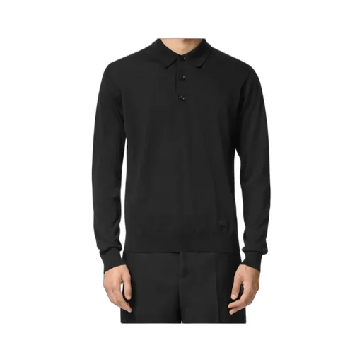 Long-Sleeved Knitted Polo Shirt