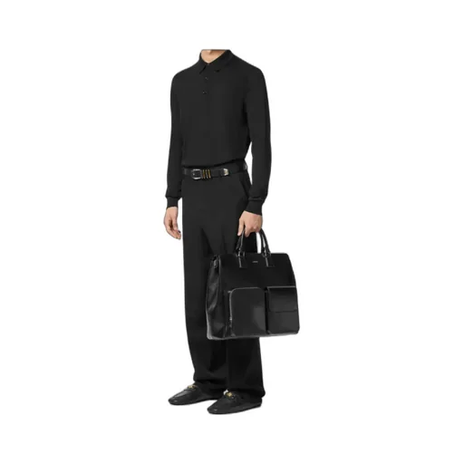 Long-Sleeved Knitted Polo Shirt