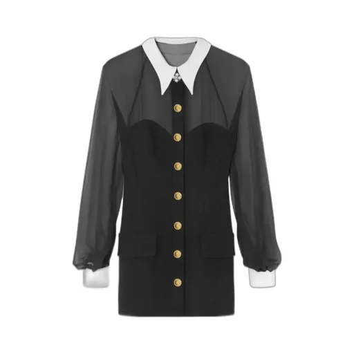 Panelled Long-Sleeved Mini Dress