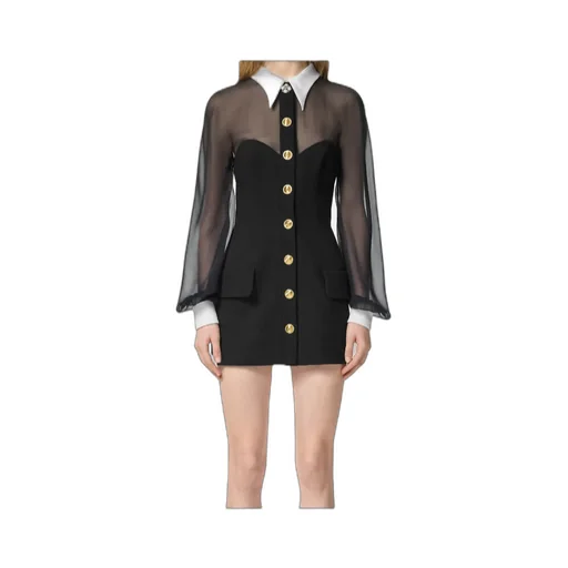 Panelled Long-Sleeved Mini Dress