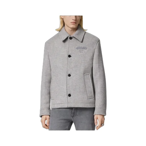 Logo-Embroidered Button-Up Blouson Jacket