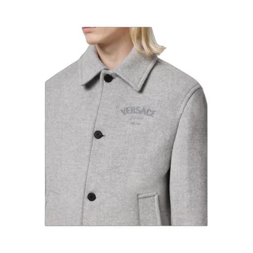 Logo-Embroidered Button-Up Blouson Jacket