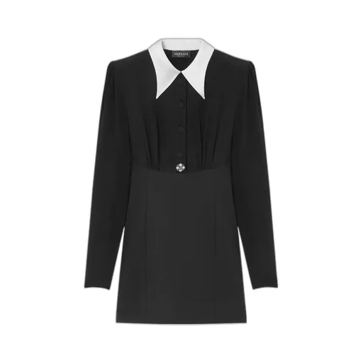 Pearl-Detailed Long-Sleeved Mini Dress