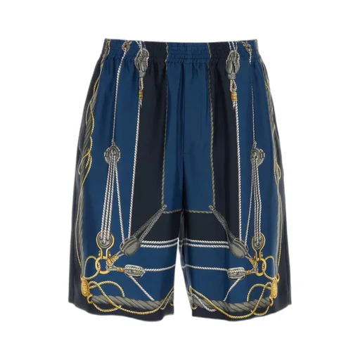 Pattern-Printed Elasticated Waistband Bermuda Shorts