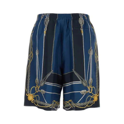 Pattern-Printed Elasticated Waistband Bermuda Shorts