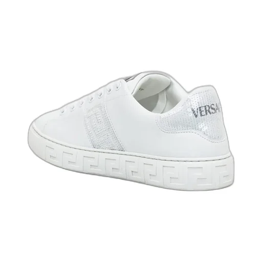 Greca-Embellished Lace-Up Sneakers