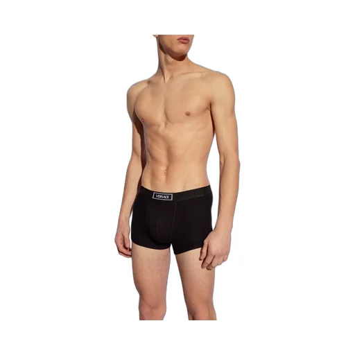 90S Versace Logo-Waistband Stretched Boxer Briefs