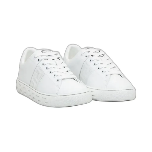 Greca-Embellished Lace-Up Sneakers