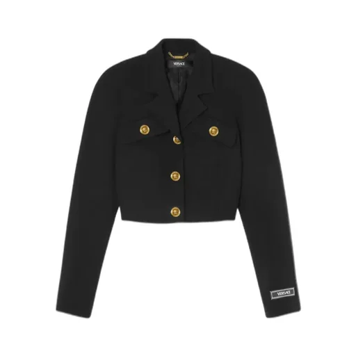 Medusa Logo-Patch Head-Buttons Cropped Jacket