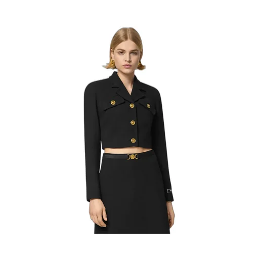 Medusa Logo-Patch Head-Buttons Cropped Jacket