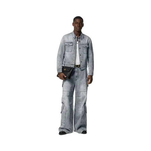 Medusa Head-Buttons Long-Sleeved Denim Jacket