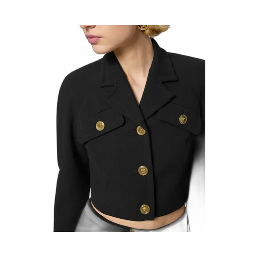 Medusa Logo-Patch Head-Buttons Cropped Jacket