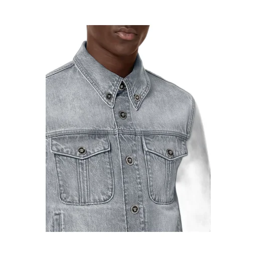 Medusa Head-Buttons Long-Sleeved Denim Jacket