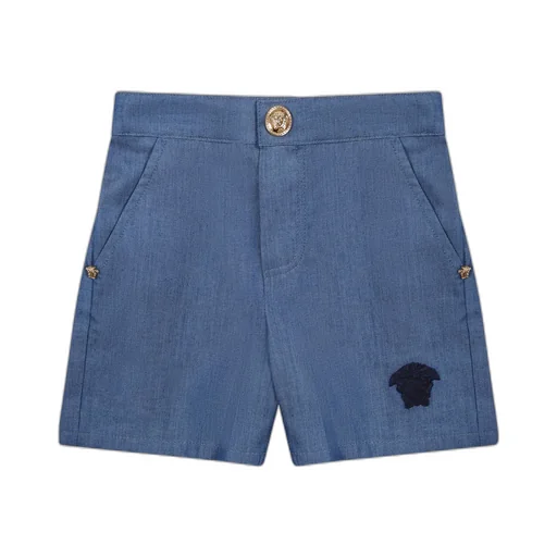 Medusa-Embroidered Straight Shorts
