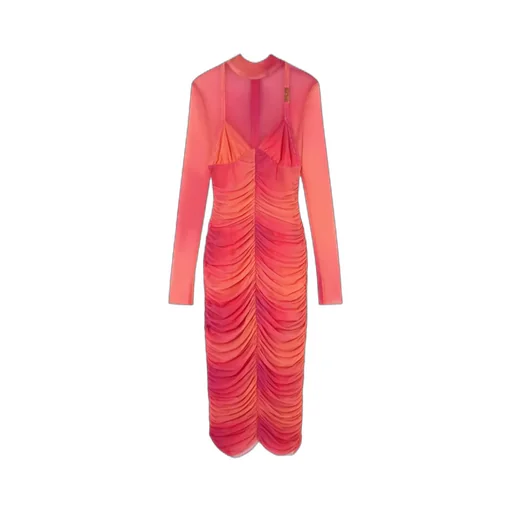Pleated High-Neck Dress