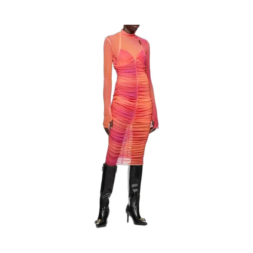 Pleated High-Neck Dress