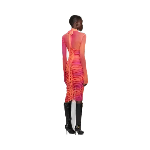 Pleated High-Neck Dress