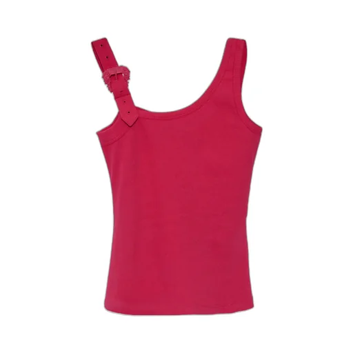 Buckle-Embellished Ribbed Tank Top