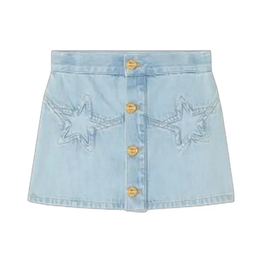 Star Detailed Mini Denim Skirt