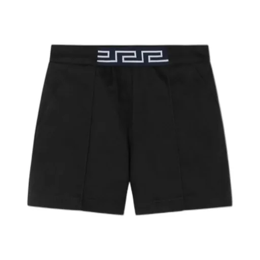 Greca-Waistband Straight Hem Shorts