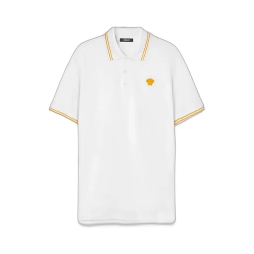 Medusa-Embroidered Short-Sleeved Polo Shirt