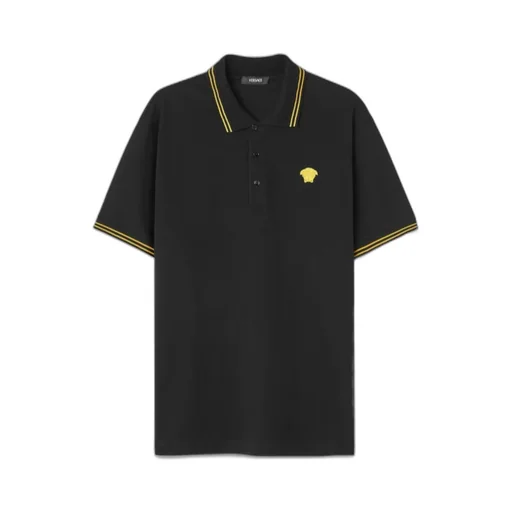Medusa-Embroidered Short-Sleeved Polo Shirt