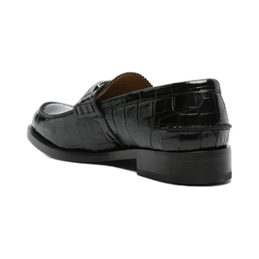 Greca Embossed Round-Toe Loafers
