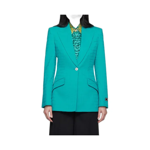Crocodile-Effect Single-Breasted Blazer