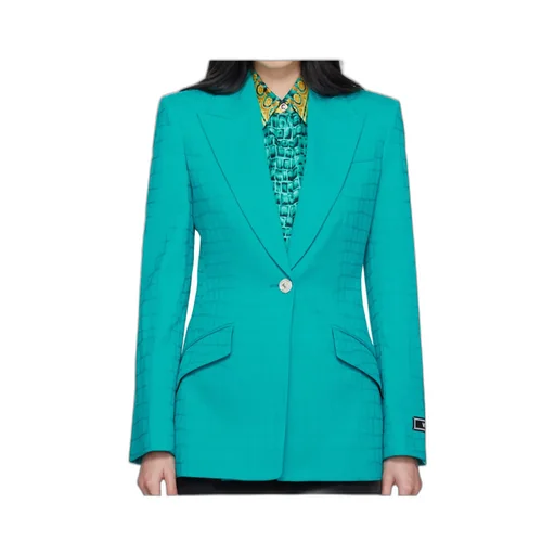 Crocodile-Effect Single-Breasted Blazer