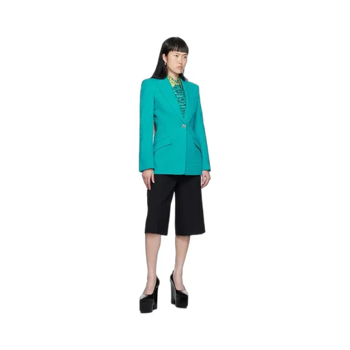 Crocodile-Effect Single-Breasted Blazer