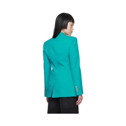 Crocodile-Effect Single-Breasted Blazer