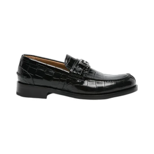 Greca Embossed Round-Toe Loafers